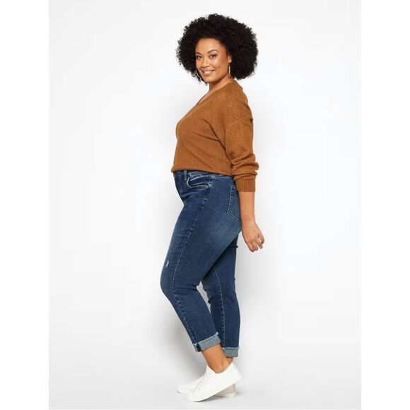 KUT FROM THE KLOTH NWT Medium Wash Amy Frayed Hem High Rise Boyfriend Jeans 24W - Picture 2 of 15